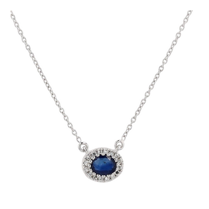 1/4 ctw 10K White Gold Sapphire Station Necklace