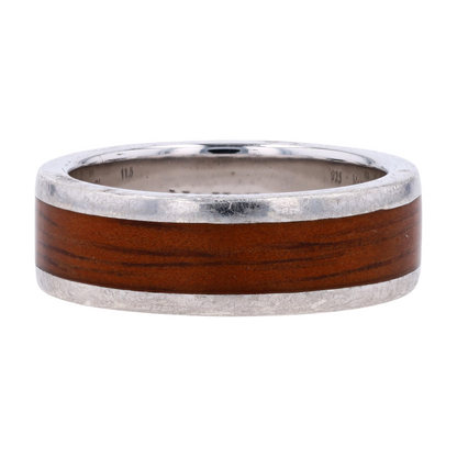 Sterling Silver Wood Band Ring
