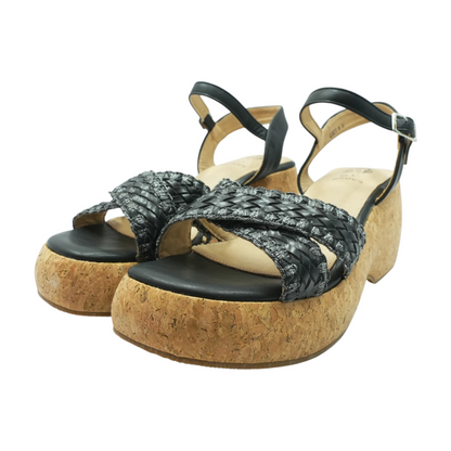 Black Wedged Sandals