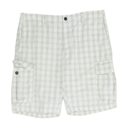 White Plaid 5-Pocket Shorts