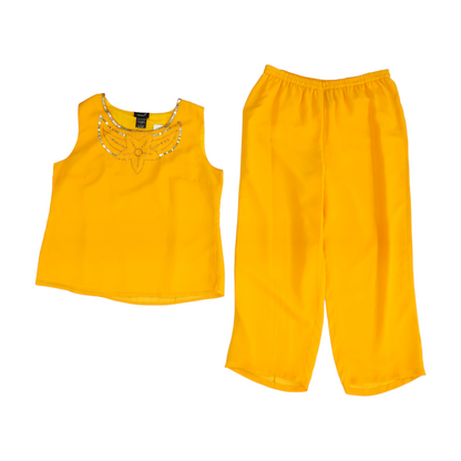 Yellow Solid Pant Set