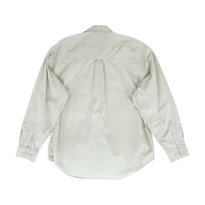 Beige Solid Long Sleeve Button Down