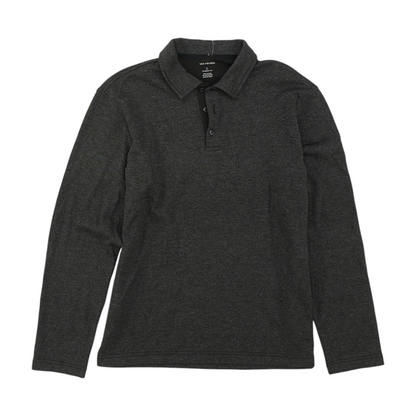 Gray Solid Long Sleeve Polo