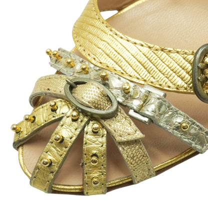 Giuseppe Zanotti Gold Strappy Studded Heels – Image 4