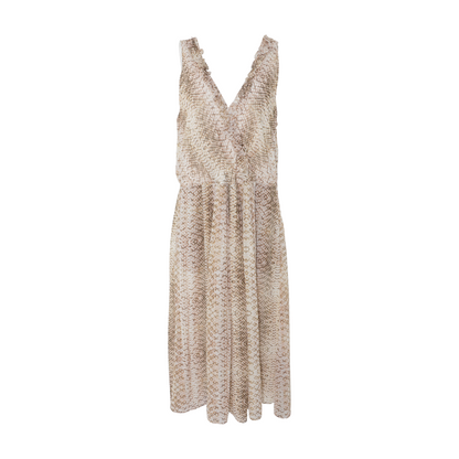Beige Animal Print Midi Dress
