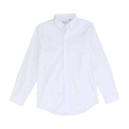 White Solid Long Sleeve Button Down