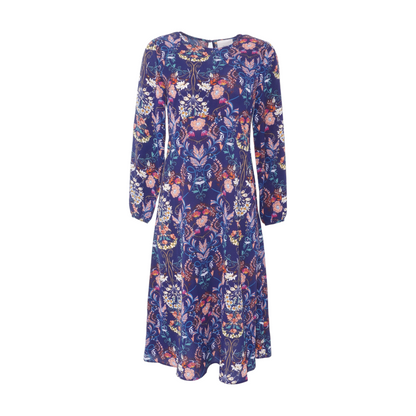 Navy Floral Midi Dress