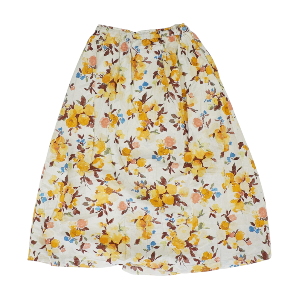 White Petite Floral Midi Skirt