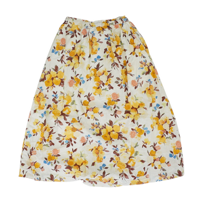 White Petite Floral Midi Skirt