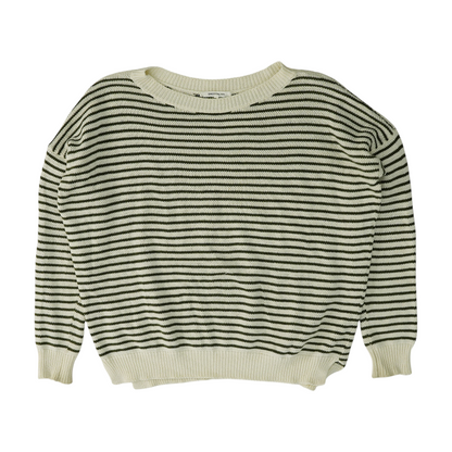 Ivory Striped Pullover Sweater