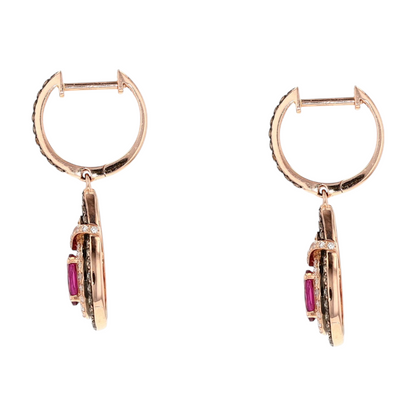 1 3/4 ctw 14K Rose Gold Garnet Dangle Earrings