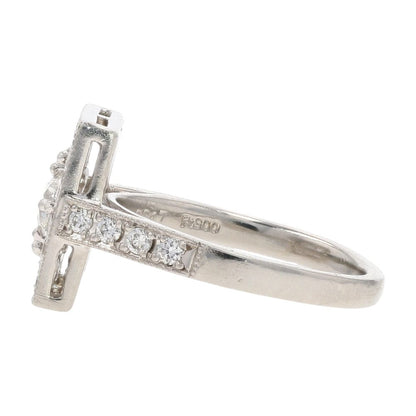 1.00 Ct Platinum Round Diamond Center Deco Style Square Cocktail Ring