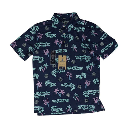 Navy Graphic Short Sleeve Polo