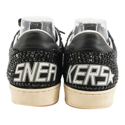 Ball Star in Black Suede with White Star and Swarovski Crystals