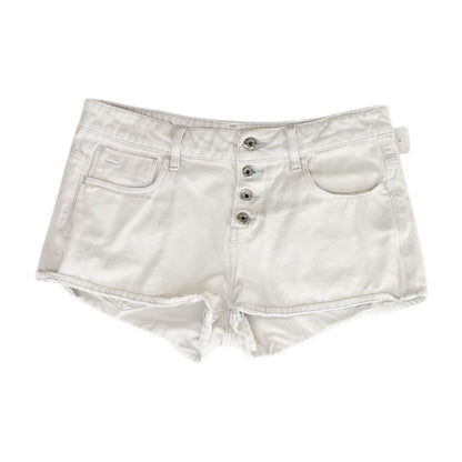 White Solid Denim Shorts