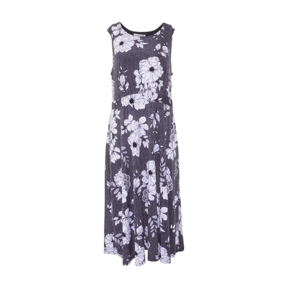 Gray Floral Midi Dress