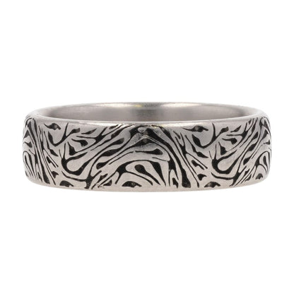 Platinum The Samurai Faux Mokume Pattern Band