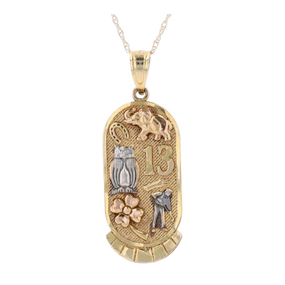 14K Tri-Tone Gold Pendant Necklace