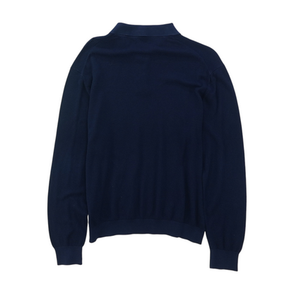 Navy Solid Long Sleeve Polo