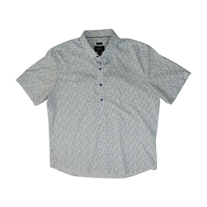 White Floral Short Sleeve Button Down