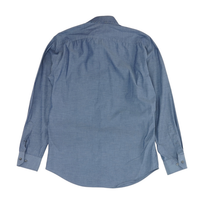 Blue Solid Long Sleeve Button Down