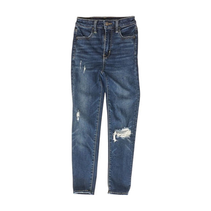 Blue Solid High Rise Skinny Leg Jeans