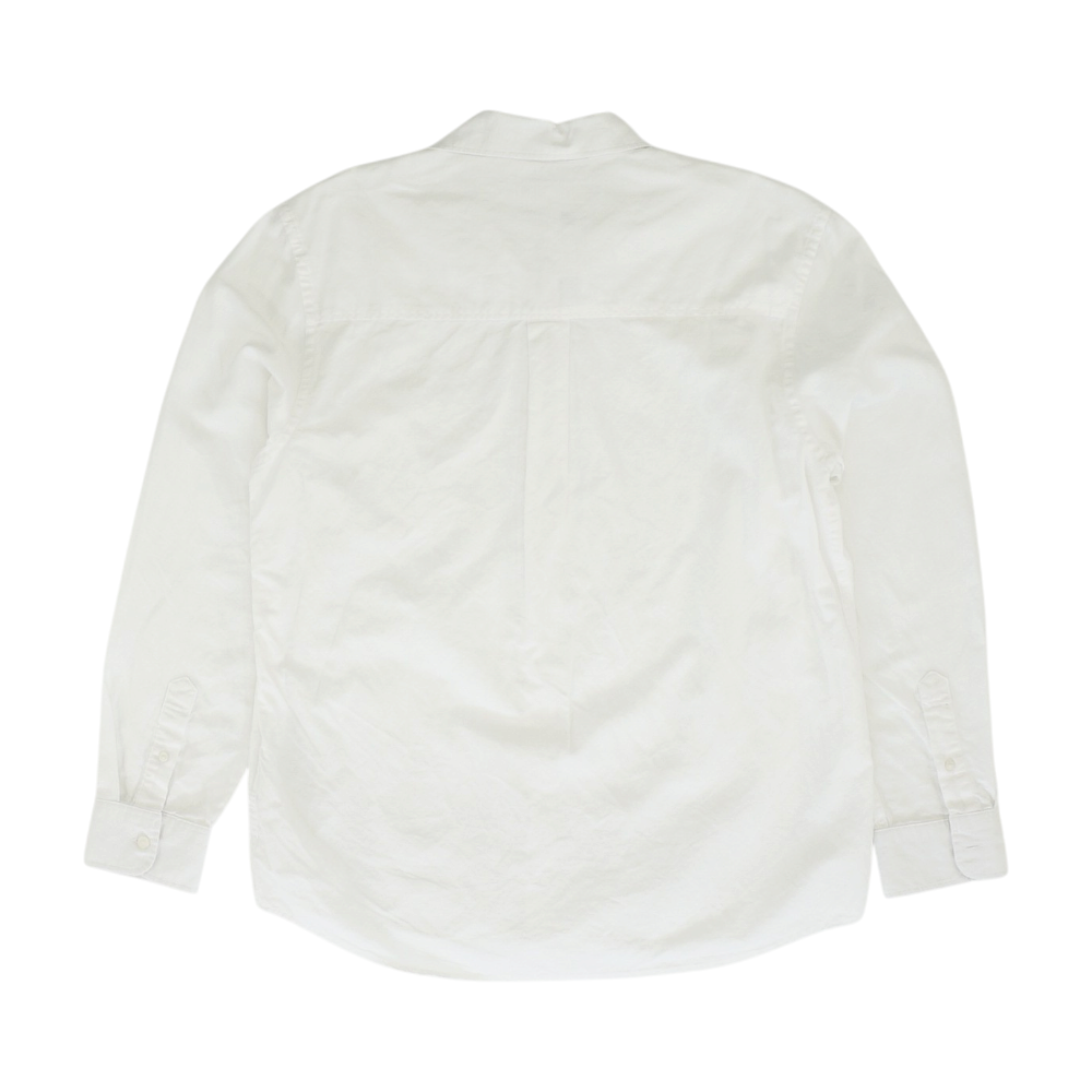 White Solid Long Sleeve Button Down