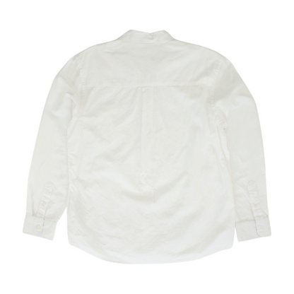 White Solid Long Sleeve Button Down