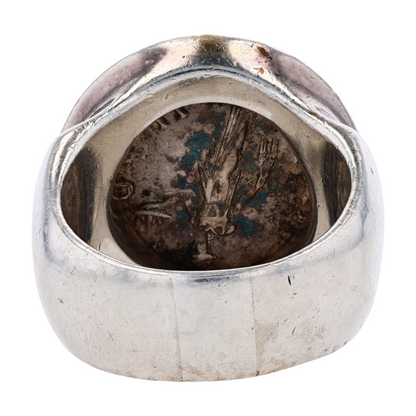 14K Sterling Silver Antique Coin Statement Ring