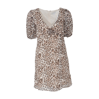 Beige Animal Print Mini Dress