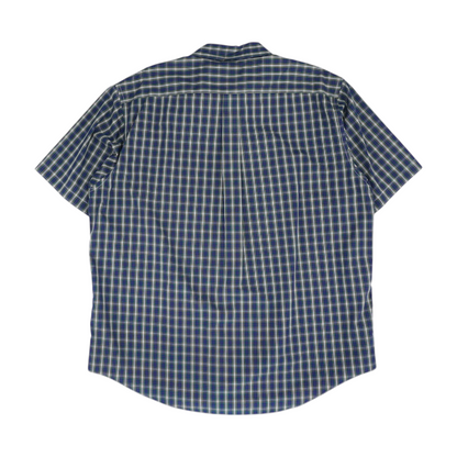 Navy Plaid Short Sleeve Button Down