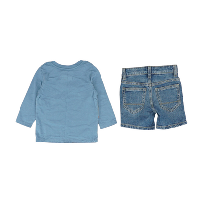 Blue Graphic Long Sleeve Set