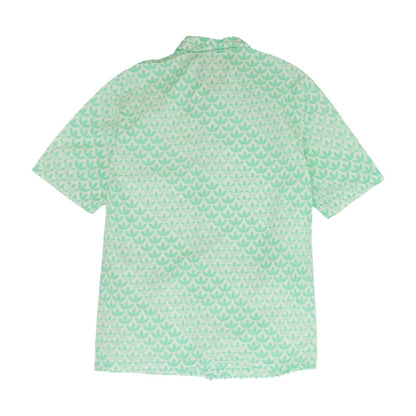 Green Print Short Sleeve Button Down