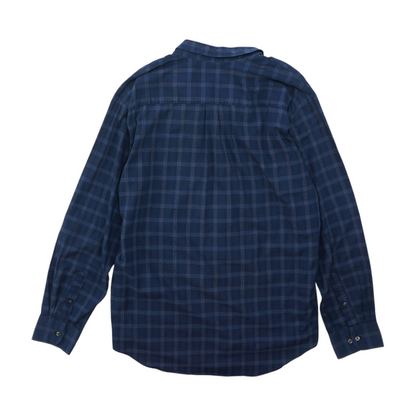 Navy Plaid Long Sleeve Button Down