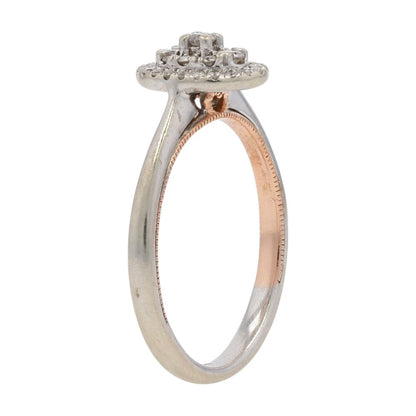 1/3 Ct 10K White Gold Oval Cluster Diamond Engagement Style Ring