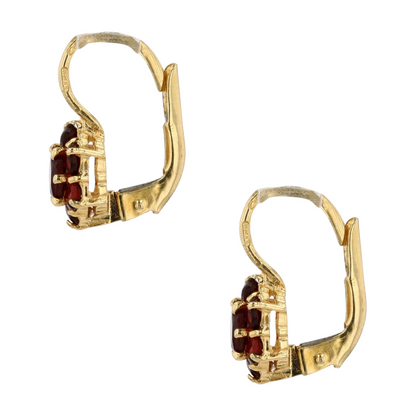 18K Yellow Gold Garnet Dangle Earrings