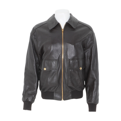 Brown Loose Aviator Lambskin Bomber Jacket