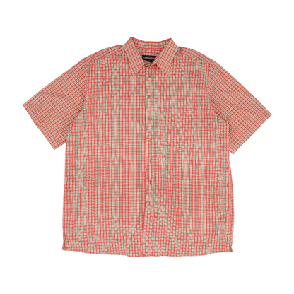 Red Tall Plaid Short Sleeve Button Down
