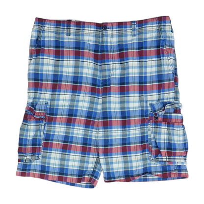 Blue Plaid 5-Pocket Shorts