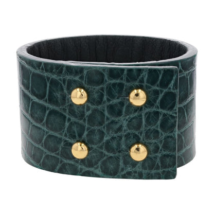 Green Exotic Leather Bangle Bracelet