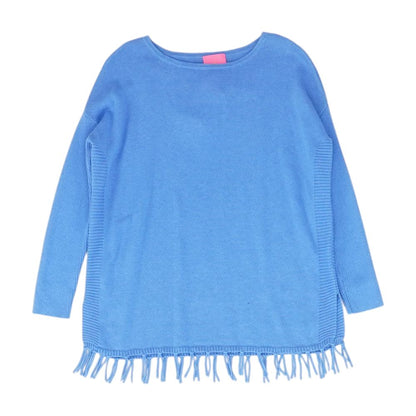 Blue Solid Crewneck Sweater