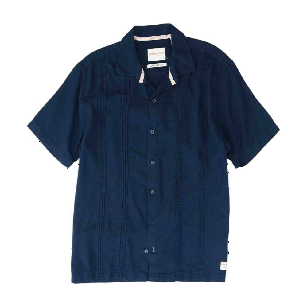Navy Solid Short Sleeve Button Down