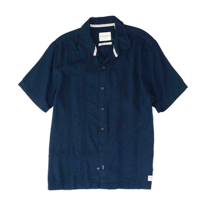 Navy Solid Short Sleeve Button Down