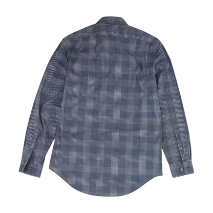 Navy Plaid Long Sleeve Button Down