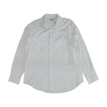 White Solid Long Sleeve Button Down