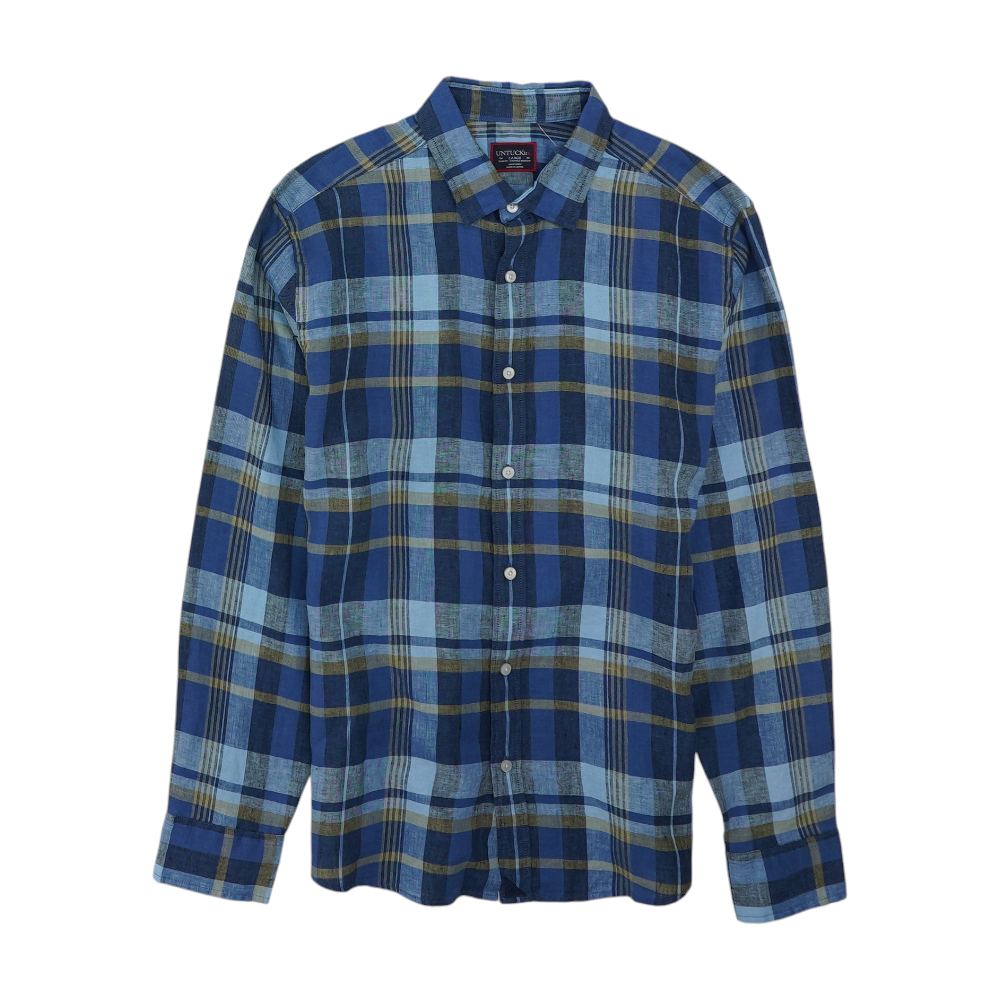 Blue Plaid Long Sleeve Button Down