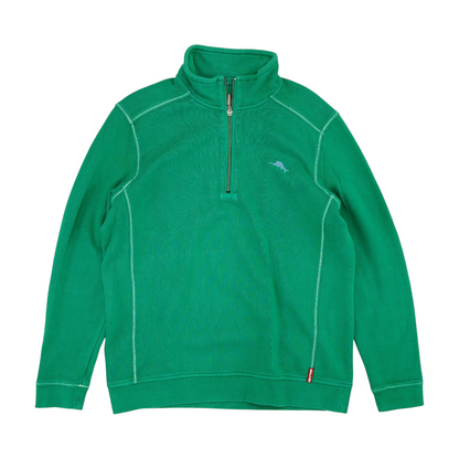 Green Solid 1/4 Zip Pullover