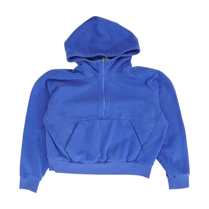 Blue Solid 1/4 Zip Pullover