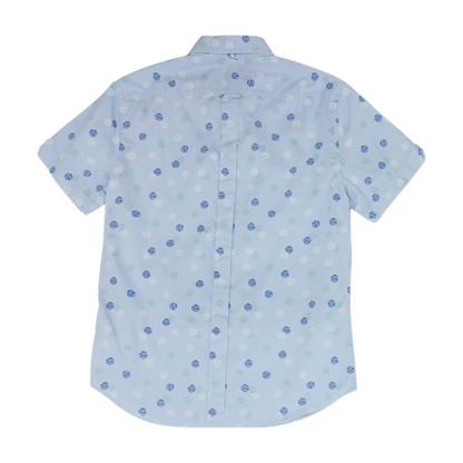 Blue Polka Dot Short Sleeve Button Down