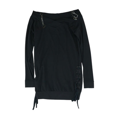 Black Solid Long Sleeve Blouse